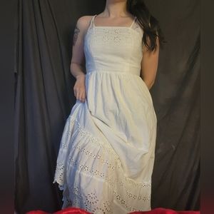 Cotton White Midi Dress Size Small.